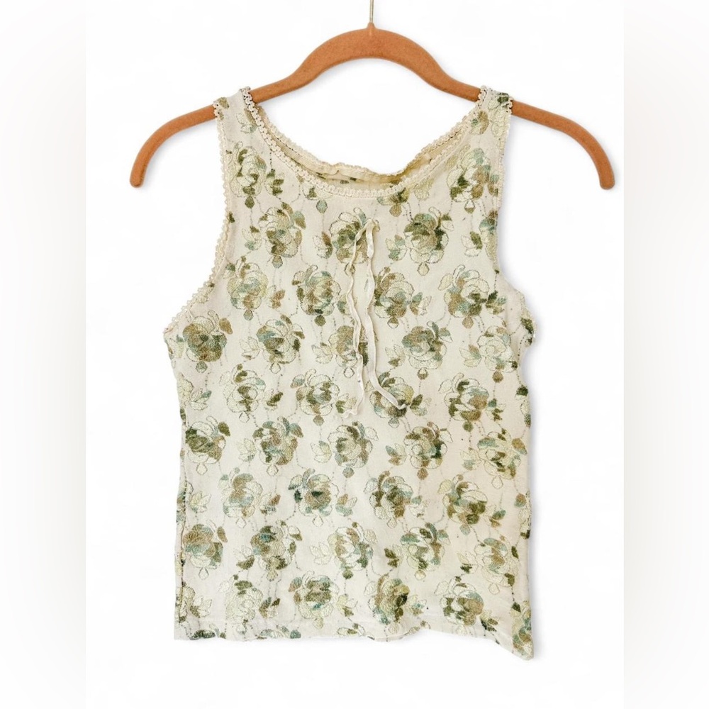 Y2K Floral Lace Sleeveless Women’s Tank Top - Size Small